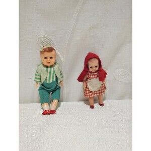 Vintage Miniature 4.5in Toys Figurines Sleepy Eyes Italian Celluloid Riding Hood